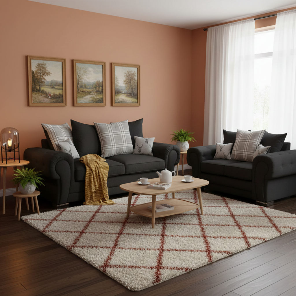 Verona Range Scatter Back 3+2 Seater Sofa Set Black