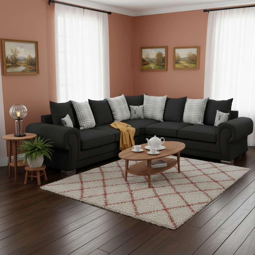 Verona Range Scatter Back Corner Sofa Black