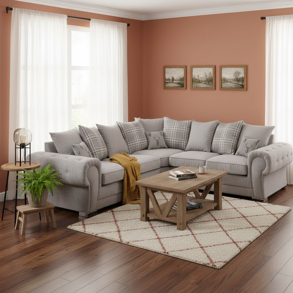 Verona Range Scatter Back Corner Sofa Grey