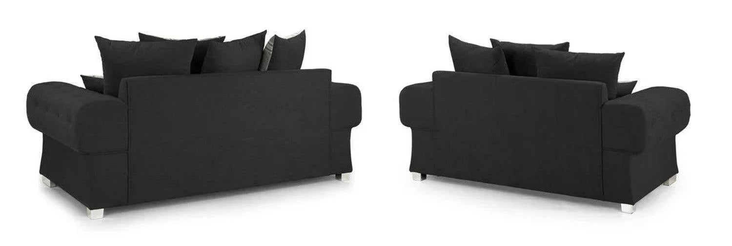 Verona Range Scatter Back 3+2 Seater Sofa Set Black