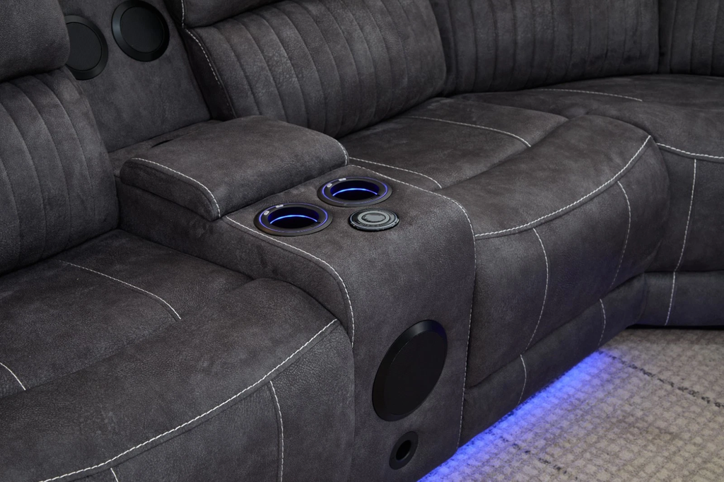 Geneva Pro Fabric Electric Recliner Corner Sofa With Cup Holders